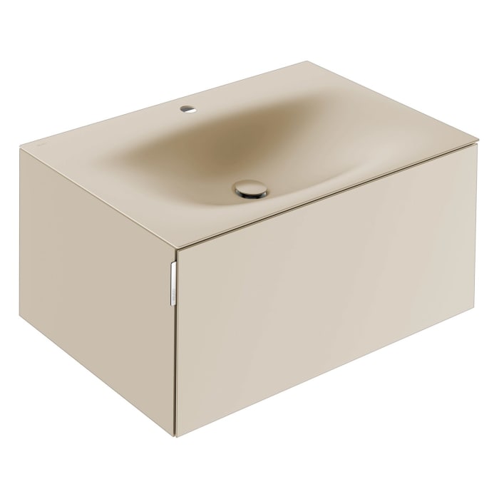 Keuco EDITION 11 Art Emaille-Waschtisch mit Waschtischunterschrank und Schaftventil, 1 Auszug, 1 Hahnloch, 80 cm