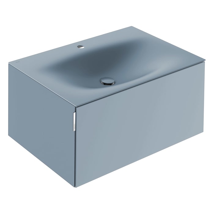 Keuco EDITION 11 Art Emaille-Waschtisch mit Waschtischunterschrank und Schaftventil, 1 Auszug, 1 Hahnloch, 80 cm