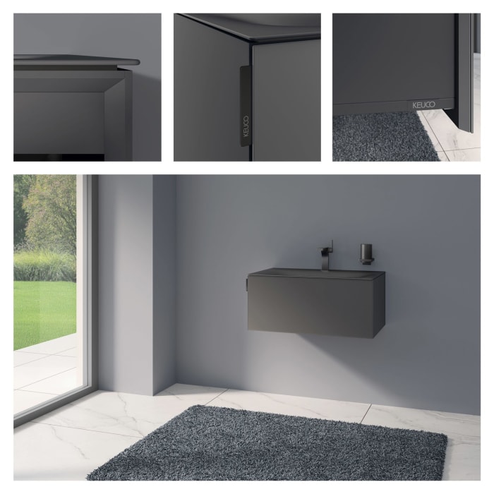 Keuco EDITION 11 Art Emaille-Waschtisch mit Waschtischunterschrank und Schaftventil, 1 Auszug, 1 Hahnloch, 80 cm