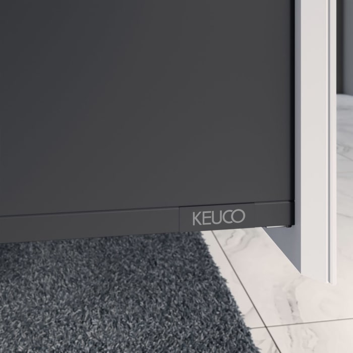 Keuco EDITION 11 Art Emaille-Doppelwaschtisch mit Waschtischunterschrank und Schaftventil, 1 Auszug, 2 Hahnlöcher, 120 cm