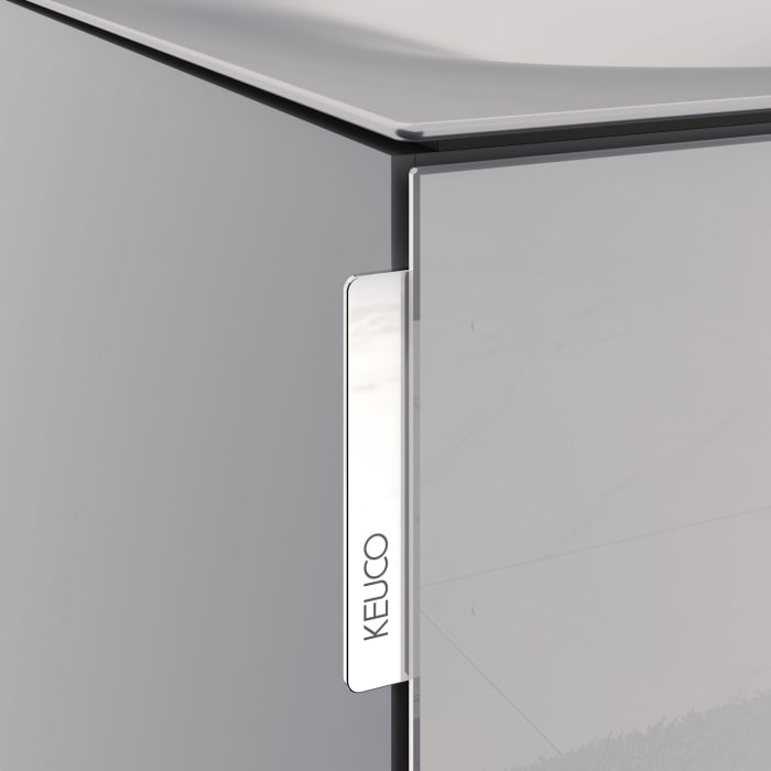 Keuco EDITION 11 Art Emaille-Doppelwaschtisch mit Waschtischunterschrank und Schaftventil, 1 Auszug, 2 Hahnlöcher, 120 cm