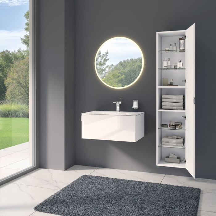 Keuco EDITION 11 Art Hochschrank mit Glasfront und 1 Tür, Anschlag rechts, 40 x 180 cm