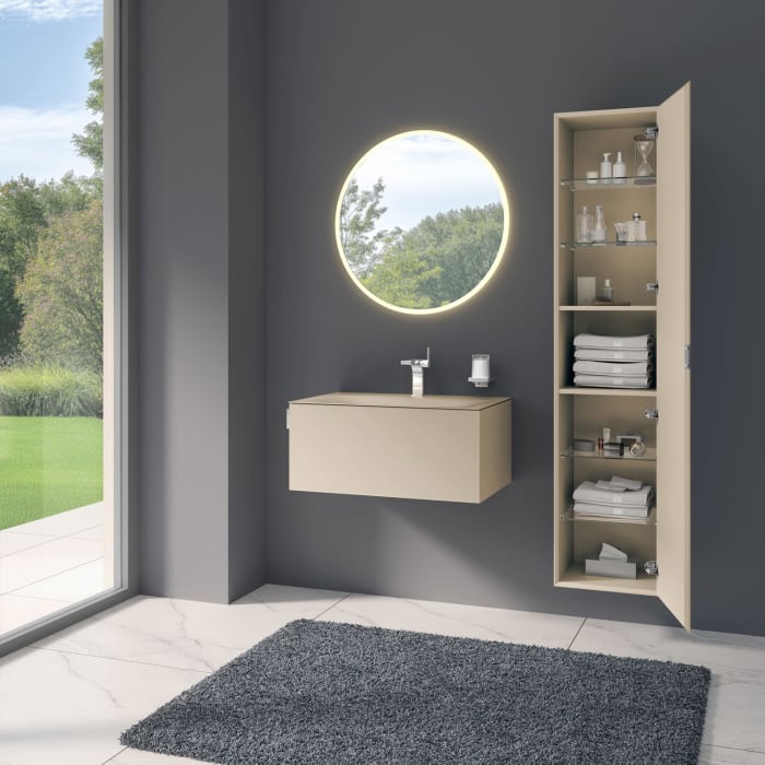 Keuco EDITION 11 Art Hochschrank mit Glasfront und 1 Tür, Anschlag rechts, 40 x 180 cm