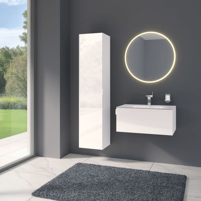 Keuco EDITION 11 Art Hochschrank mit Glasfront und 1 Tür, Anschlag links, 40 x 180 cm