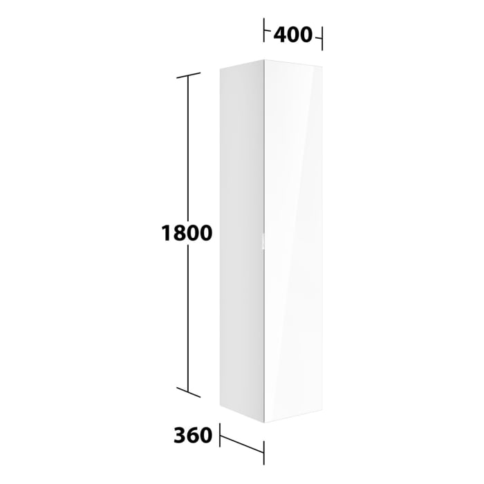 Keuco EDITION 11 Art Hochschrank mit Glasfront und 1 Tür, innen verspiegelt, mit Steckdose, Anschlag rechts, 40 x 180 cm