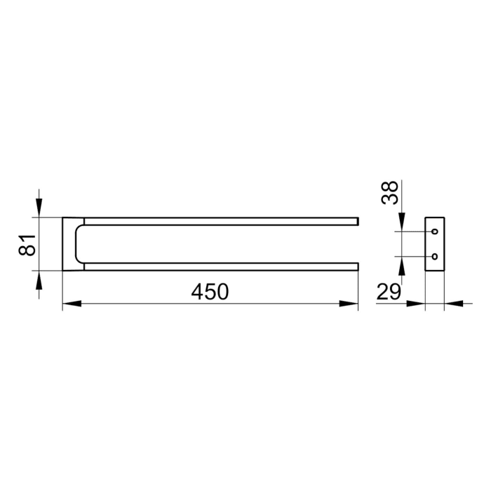 Keuco EDITION 11 Black Selection Handtuchhalter zweiarmig, starr, 45 cm