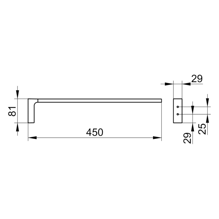 Keuco EDITION 11 Black Selection Handtuchhalter einarmig, starr, 45 cm