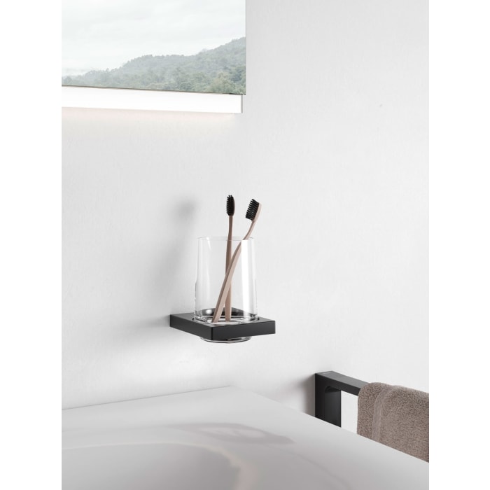 Keuco EDITION 11 Black Selection Glashalter mit Echtkristallglas