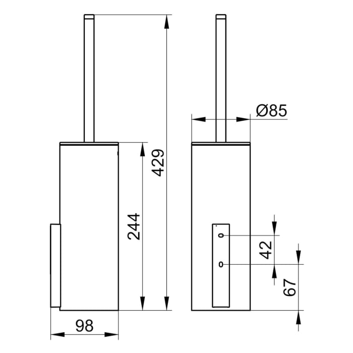 Keuco EDITION 400 Toilettenbürstengarnitur mit Glasgehäuse und Deckel, Wandmodell