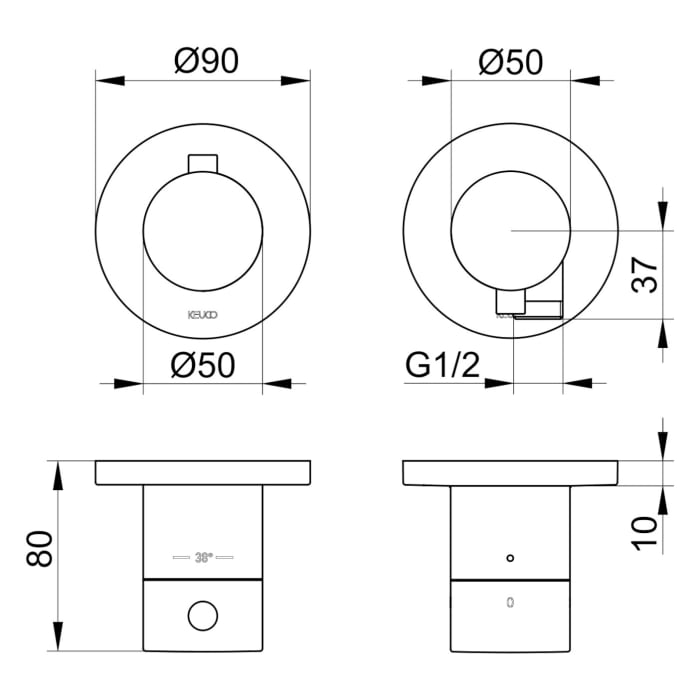 Keuco EDITION 400 Thermostatarmatur Set für 2 Verbraucher, mit Schlauchanschluss