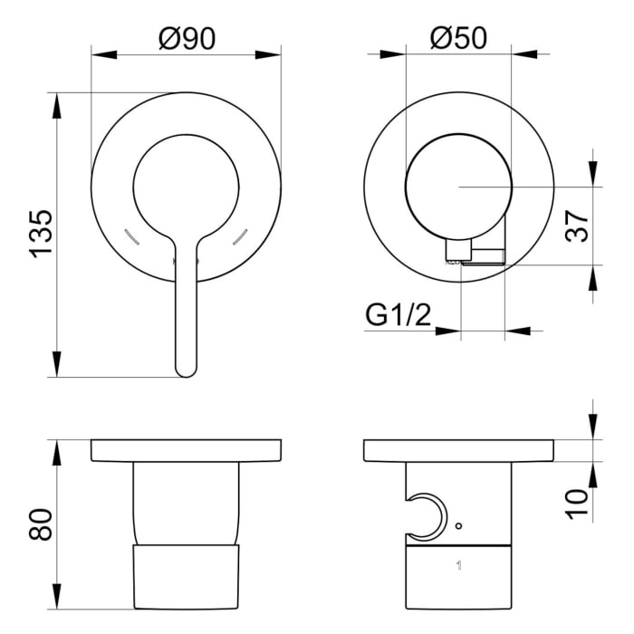 Keuco EDITION 400 Einhebelmischer Set für 2 Verbraucher, mit Schlauchanschluss und Brausehalter