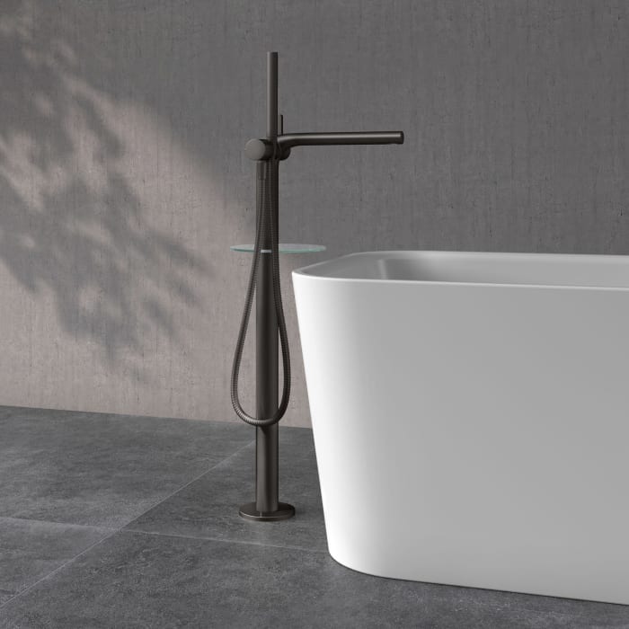 Keuco EDITION 400 Einhebel-Wannenmischer, freistehend, mit Stabhandbrause und Brauseschlauch