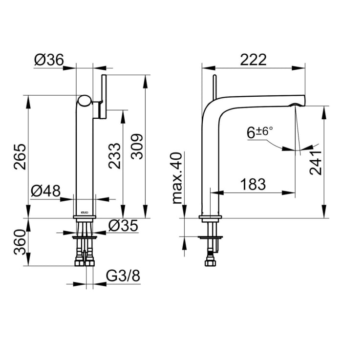 Keuco EDITION 400 Einhebel-Waschtischmischer 240, ohne Ablaufgarnitur