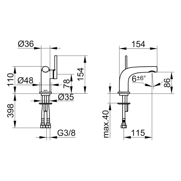 Keuco EDITION 400 Einhebel-Waschtischmischer 80, ohne Ablaufgarnitur