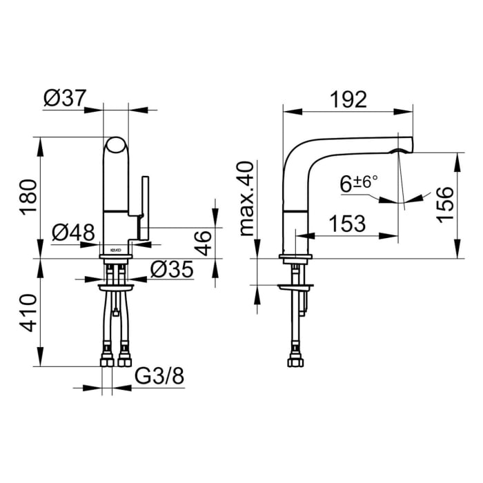Keuco EDITION 400 Einhebel-Waschtischmischer 150, schwenkbar, ohne Ablaufgarnitur