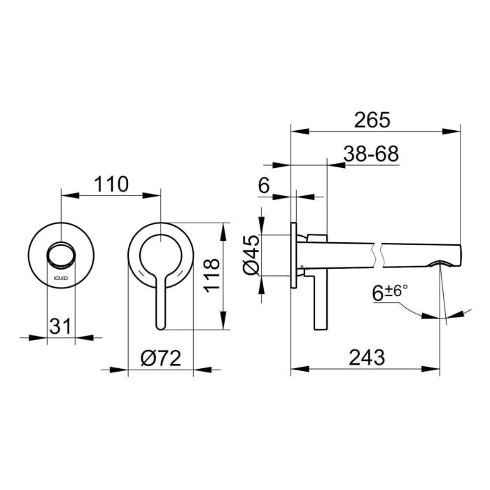 Keuco EDITION 400 Einhebel-Waschtischmischer Unterputz, 2-Loch, Ausladung 24,3 cm