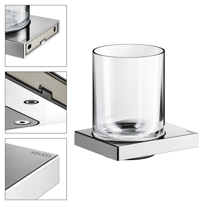 Keuco EDITION 90 Square Glashalter mit Echtkristall-Glas