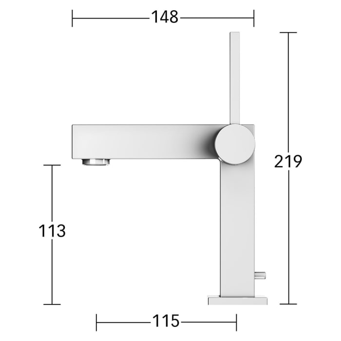 Keuco EDITION 90 Square Einhebel-Waschtischmischer mit Ablaufgarnitur, Ausladung: 11,5 cm