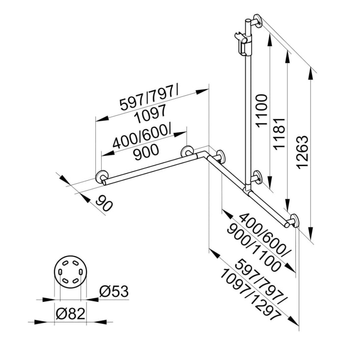 Keuco Plan Care Duschhandlauf mit Brausestange