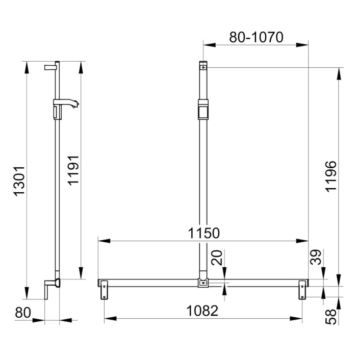 Keuco AXESS Duschhandlauf 115 cm mit Brausestange