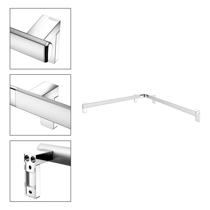 Keuco AXESS Eck-Dusch-/Wannenhandlauf aus Metall, 85 x 85 cm