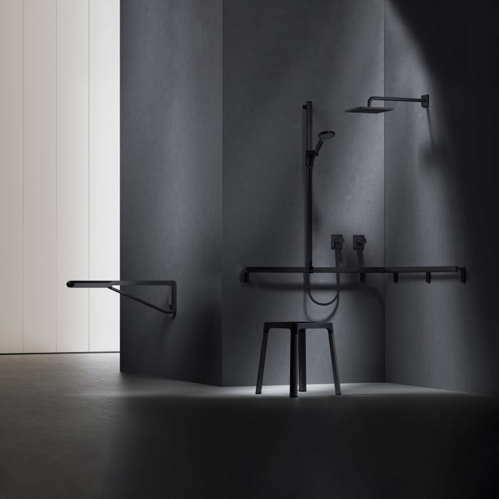 Keuco AXESS Eck-Duschhandlauf 90° mit Brausestange, 85 x 115 x 130,1 cm