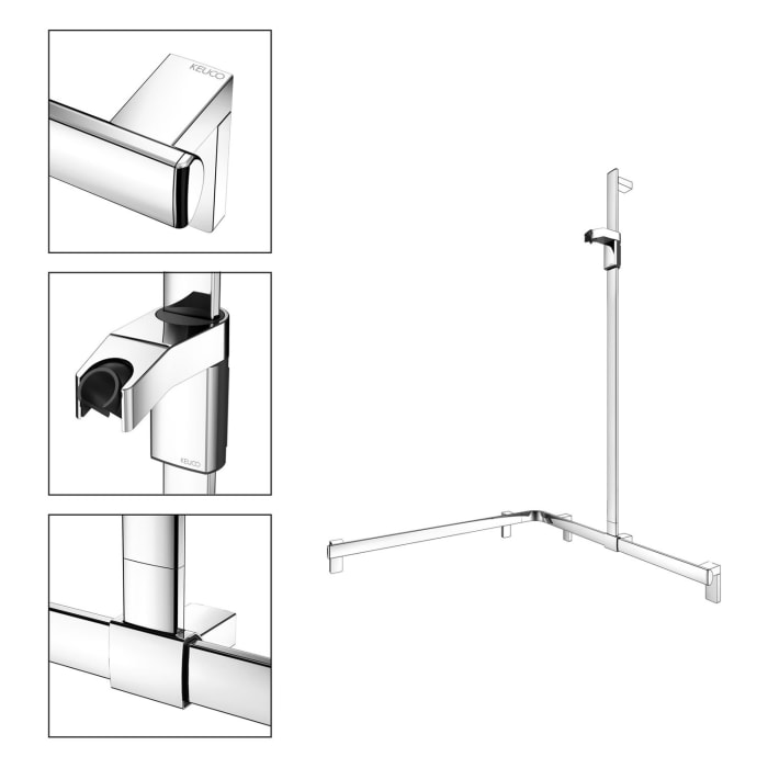 Keuco AXESS Eck-Duschhandlauf 90° mit Brausestange, 85 x 85 x 130,1 cm