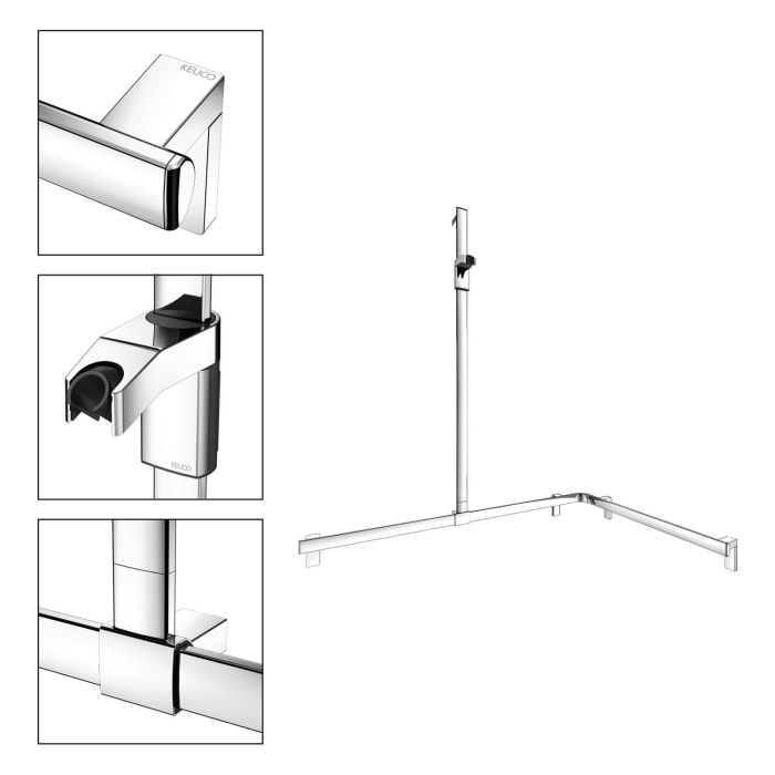 Keuco AXESS Eck-Duschhandlauf 90° mit Brausestange, 85 x 115 x 130,1 cm