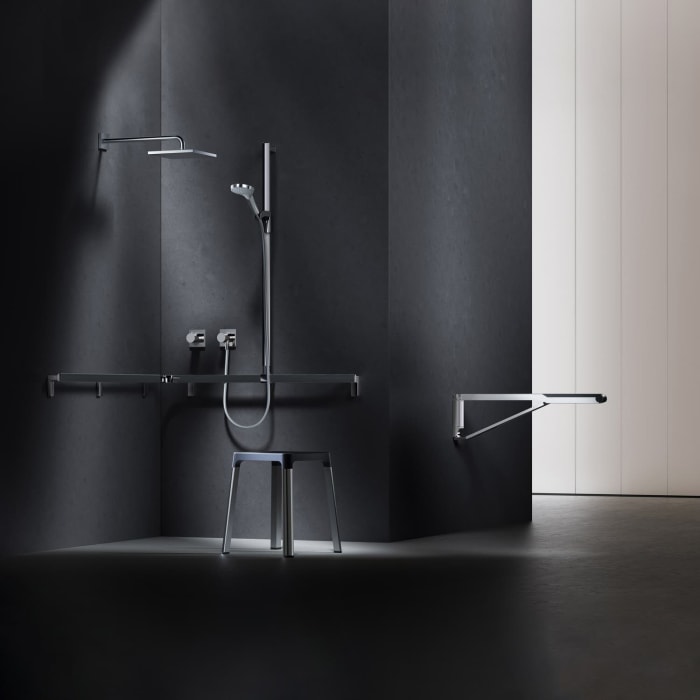 Keuco AXESS Eck-Duschhandlauf 90° mit Brausestange, 115 x 85 x 130,1 cm