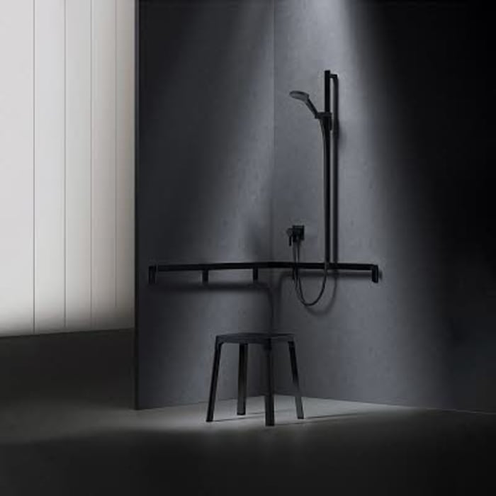 Keuco AXESS Eck-Duschhandlauf 90° mit Brausestange, 115 x 85 x 130,1 cm