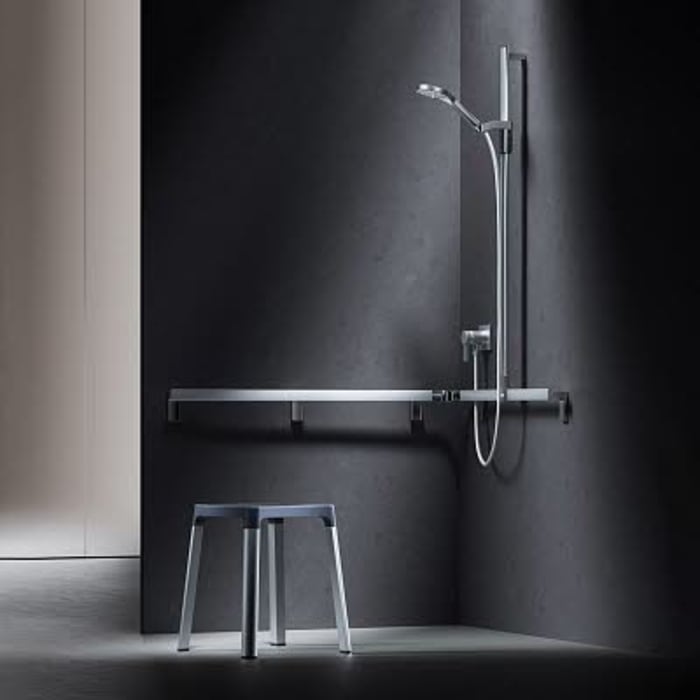 Keuco AXESS Eck-Duschhandlauf 90° mit Brausestange, 85 x 115 x 130,1 cm