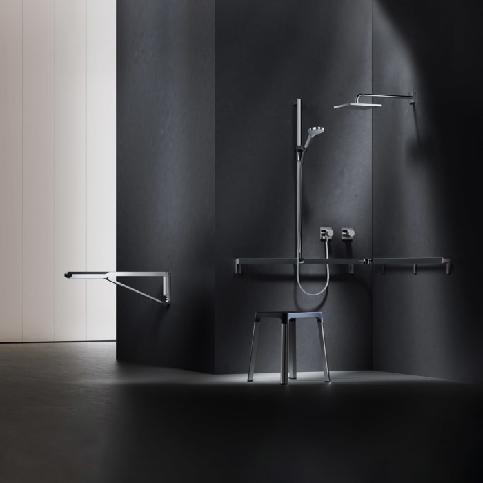 Keuco AXESS Eck-Duschhandlauf 90° mit Brausestange, 115 x 115 x 130,1 cm