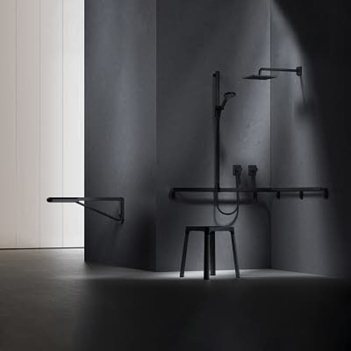 Keuco AXESS Eck-Duschhandlauf 90° mit Brausestange, 115 x 115 x 130,1 cm