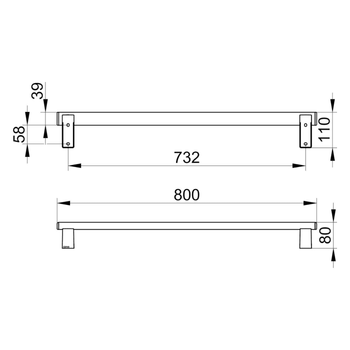 Keuco AXESS Haltegriff aus Metall 80 cm