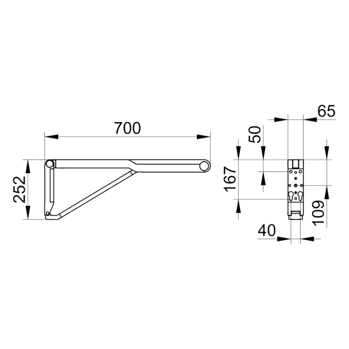 Keuco AXESS Stützklappgriff für Waschtisch und WC 70 cm