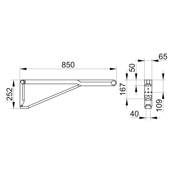 Keuco AXESS Stützklappgriff für Waschtisch und WC 85 cm