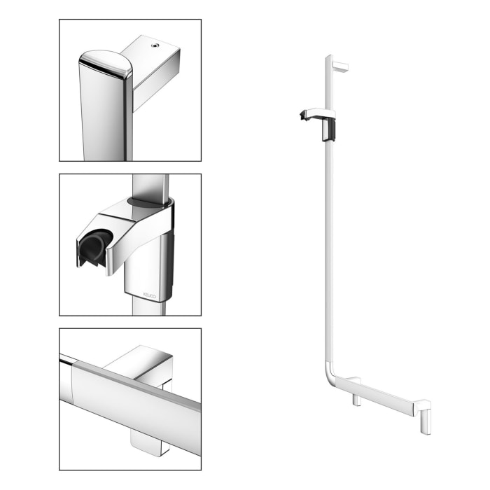 Keuco AXESS Winkelgriff 90° mit Brauseschieber links, 58,1 x 8 x 130,1 cm