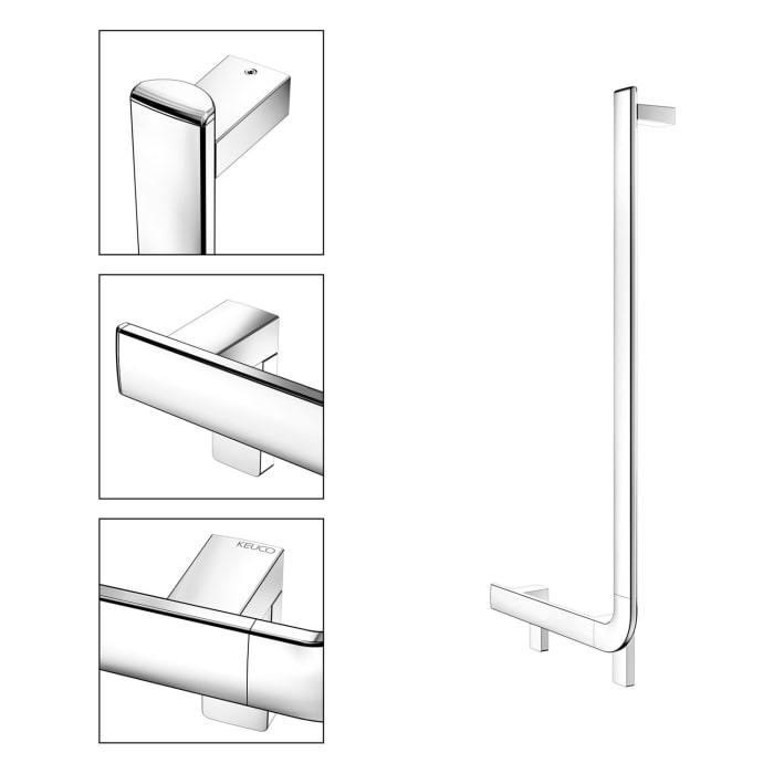 Keuco AXESS Winkelgriff 90° aus Metall, rechte Ausführung, 38,1 x 85,1 cm