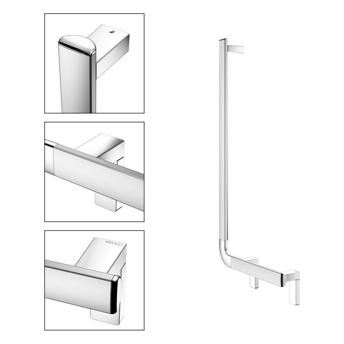 Keuco AXESS Winkelgriff 90° aus Metall, linke Ausführung, 38,1 x 85,1 cm