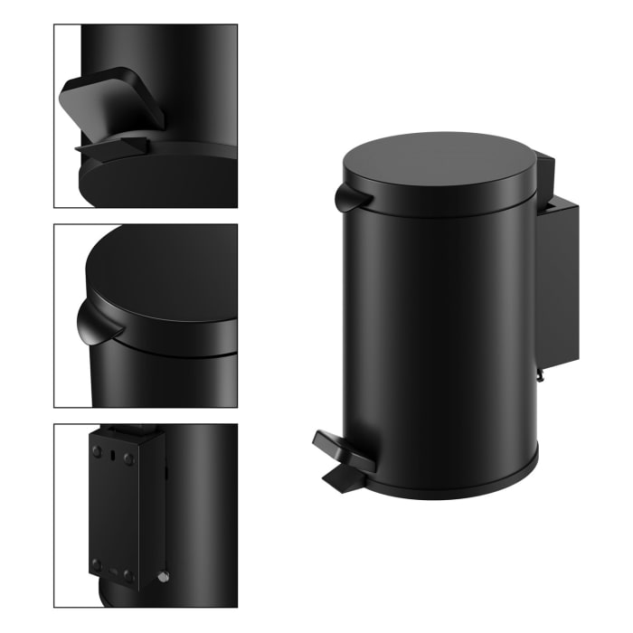 Keuco Plan Black Selection Abfalleimer mit Fußpedal, Wandmontage