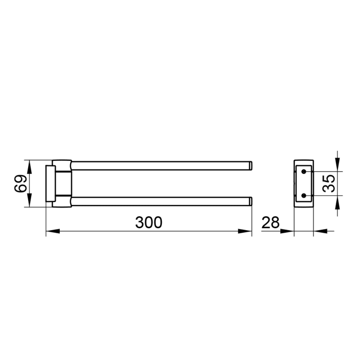 Keuco Plan Black Selection Handtuchhalter zweiarmig 30 cm