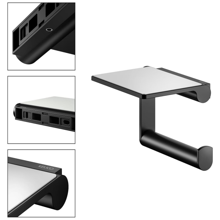 Keuco Plan Black Selection Toilettenpapierhalter mit Ablage