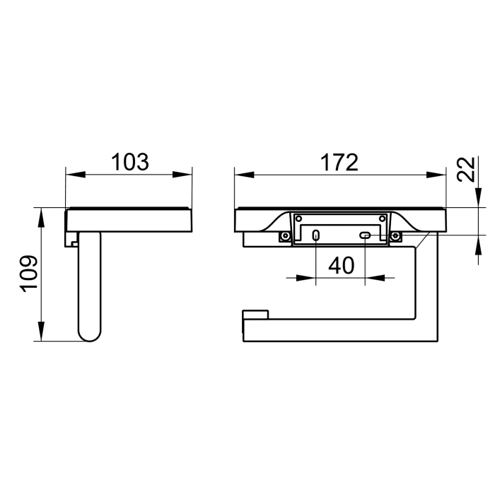 Keuco Reva Black Selection Toilettenpapierhalter mit Ablage