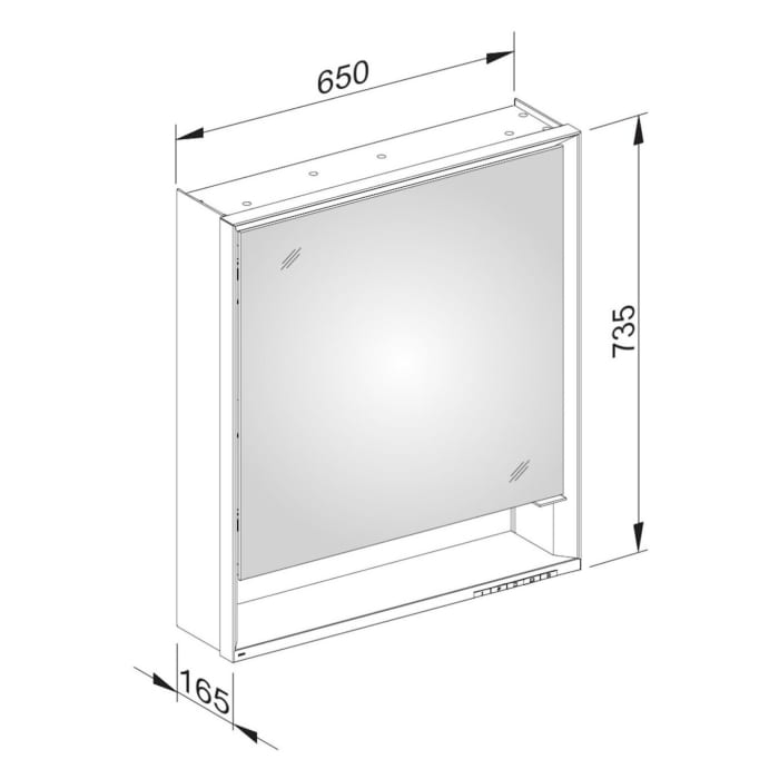 Keuco Royal Lumos Wandvorbau Spiegelschrank 65 x 73,5 cm, Anschlag links, offene Ablage, CH Version