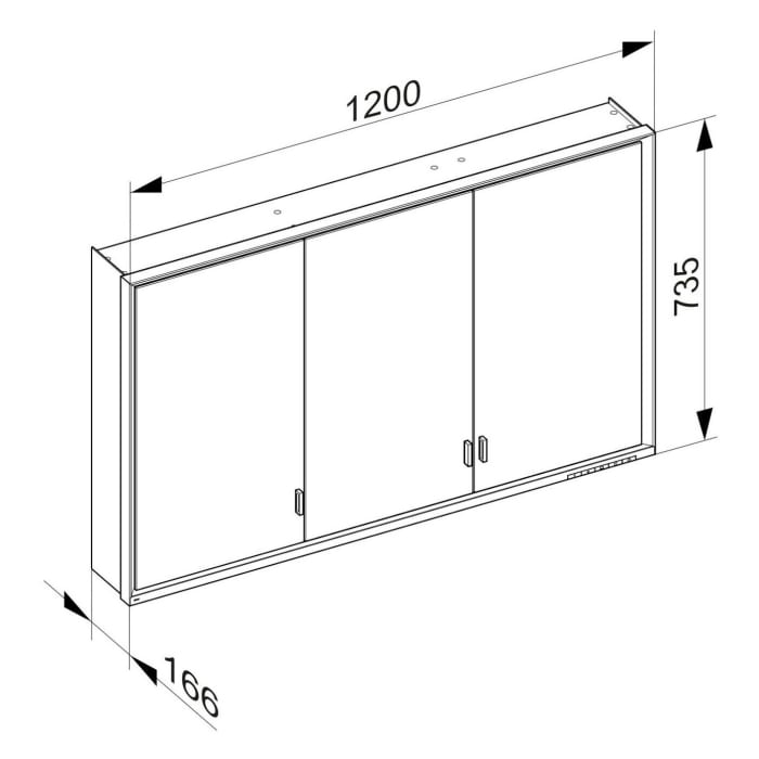Keuco Royal Lumos Wandvorbau Spiegelschrank 120 x 73,5 cm, 3 Türen, CH Version