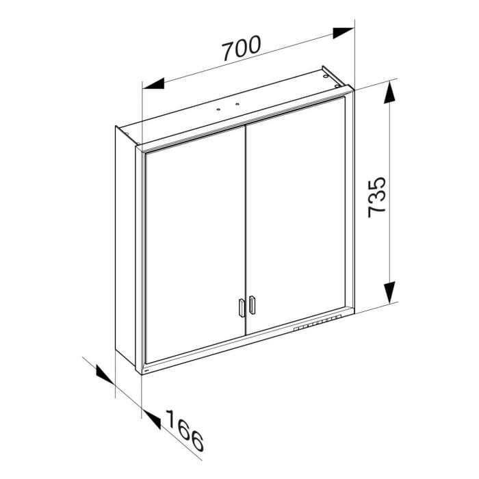 Keuco Royal Lumos Wandvorbau Spiegelschrank 70 x 73,5 cm, 2 Türen, CH Version