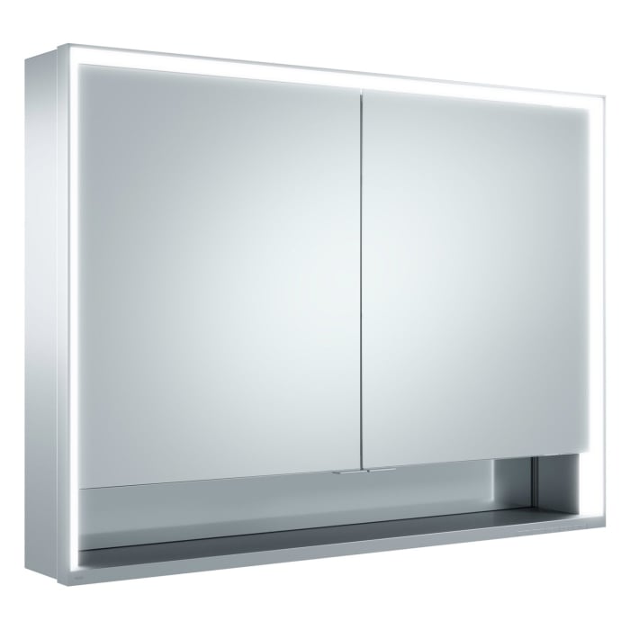 Keuco Royal Lumos Wandvorbau Spiegelschrank 100 x 73,5 cm, 2 Türen, offene Ablage, CH Version