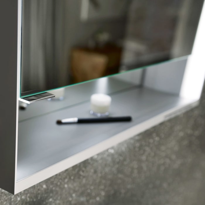 Keuco Royal Lumos Wandeinbau Spiegelschrank 65 x 73,5 cm, Anschlag links, offene Ablage, CH Version