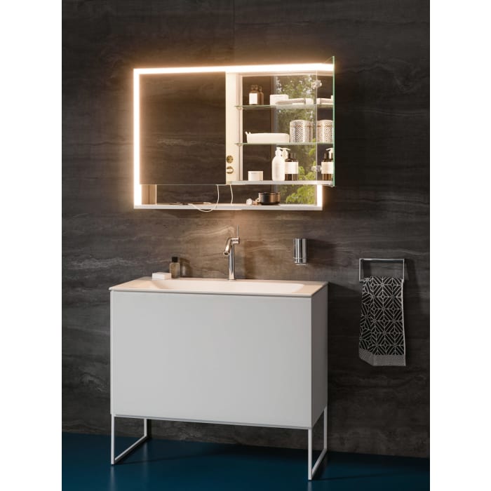 Keuco Royal Lumos Wandvorbau Spiegelschrank 90 x 73,5 cm, 2 Türen, offene Ablage, CH Version