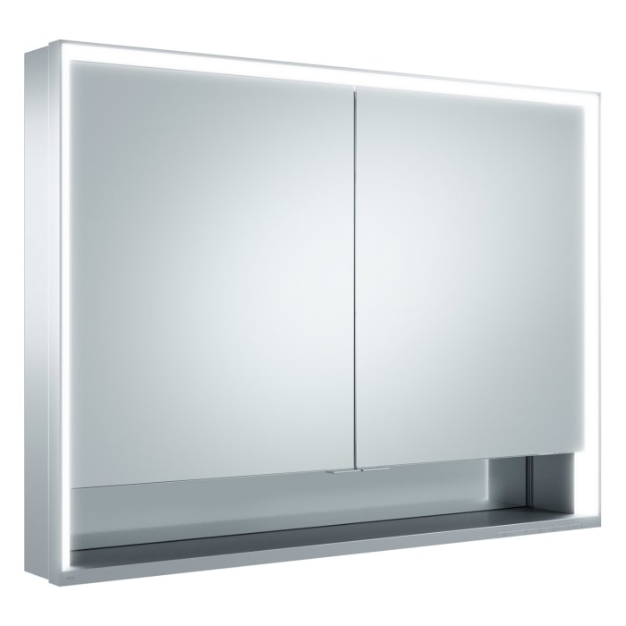 Keuco Royal Lumos Aufputz-Spiegelschrank 100 x 73,5 cm mit LED-Beleuchtung und Spiegelheizung, 2 Türen